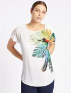 Marks & Spencer Tropical Bird Print Short Sleeve Jersey Top Multi