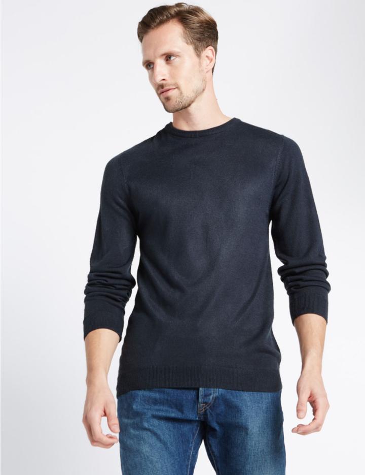 Marks & Spencer Crew Neck Jumper Navy
