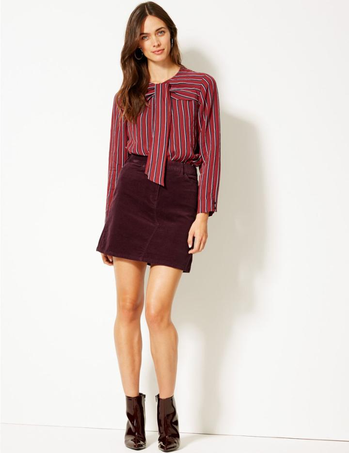 Marks & Spencer Corduroy A-line Mini Skirt Dark Grape