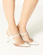 Marks & Spencer Leather Stiletto Heel T-bar Slingback Shoes Nude Mix