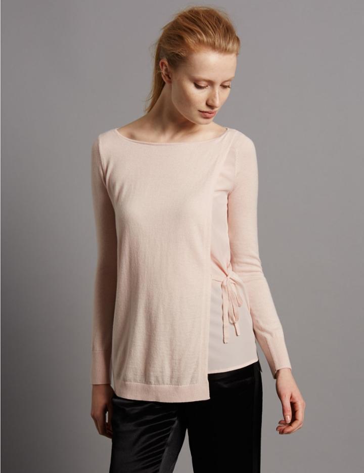 Marks & Spencer Wool Blend Slash Neck Jumper Oyster