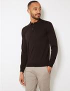 Marks & Spencer Pure Extra Fine Merino Wool Knitted Polo Chocolate