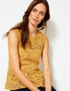 Marks & Spencer Lace Round Neck Shell Top Ochre