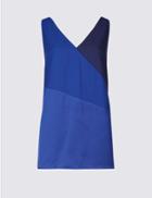 Marks & Spencer Colour Block V-neck Vest Top Navy Mix