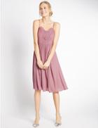 Marks & Spencer Floral Lace Gathered Hem Midi Dress Antique Rose