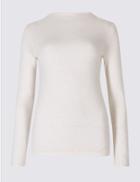 Marks & Spencer High Neck Long Sleeve T-shirt Oatmeal