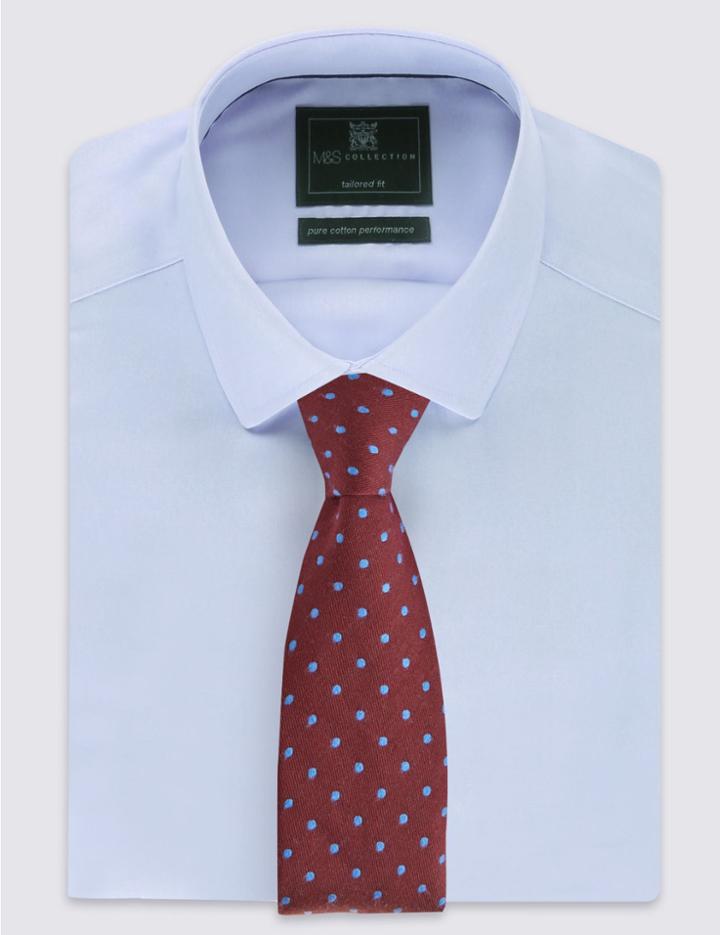 Marks & Spencer Classic Spotted Tie With Wool Wine Mix