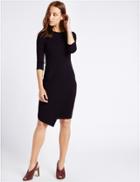 Marks & Spencer Wrap 3/4 Sleeve Bodycon Midi Dress Blue