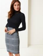Marks & Spencer Checked Pencil Skirt Blue Mix