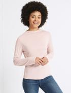 Marks & Spencer High Neck Lightweight Long Sleeve T-shirt Dusky Pink