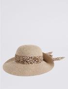 Marks & Spencer Woven Scarf Trim Sun Hat Natural Mix