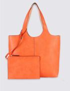 Marks & Spencer Faux Leather Reversible Shopper Bag Orange Mix