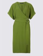 Marks & Spencer Petite Ring Detail Wrap Midi Dress Green