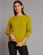 Marks & Spencer Pure Cashmere Ribbed Round Neck Jumper Winter Lime