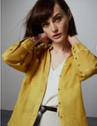 Marks & Spencer Ramie Button Detailed Shirt Pale Gold