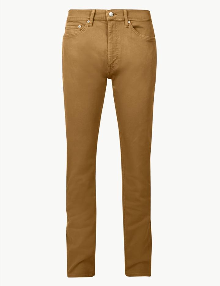 Marks & Spencer Tapered Fit Jeans With Stretch Tan