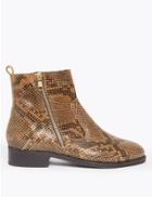 Marks & Spencer Leather Animal Print Ankle Boots Brown Mix