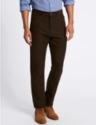 Marks & Spencer Pure Cotton Regular Fit Moleskin Trousers Brown