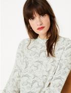 Marks & Spencer Woven Swirl Print Long Sleeve Top Ivory Mix