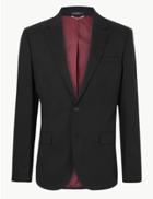 Marks & Spencer Black Textured Slim Fit Jacket Black