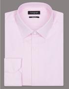 Marks & Spencer Pure Cotton Tailored Fit Textured Shirt Pink
