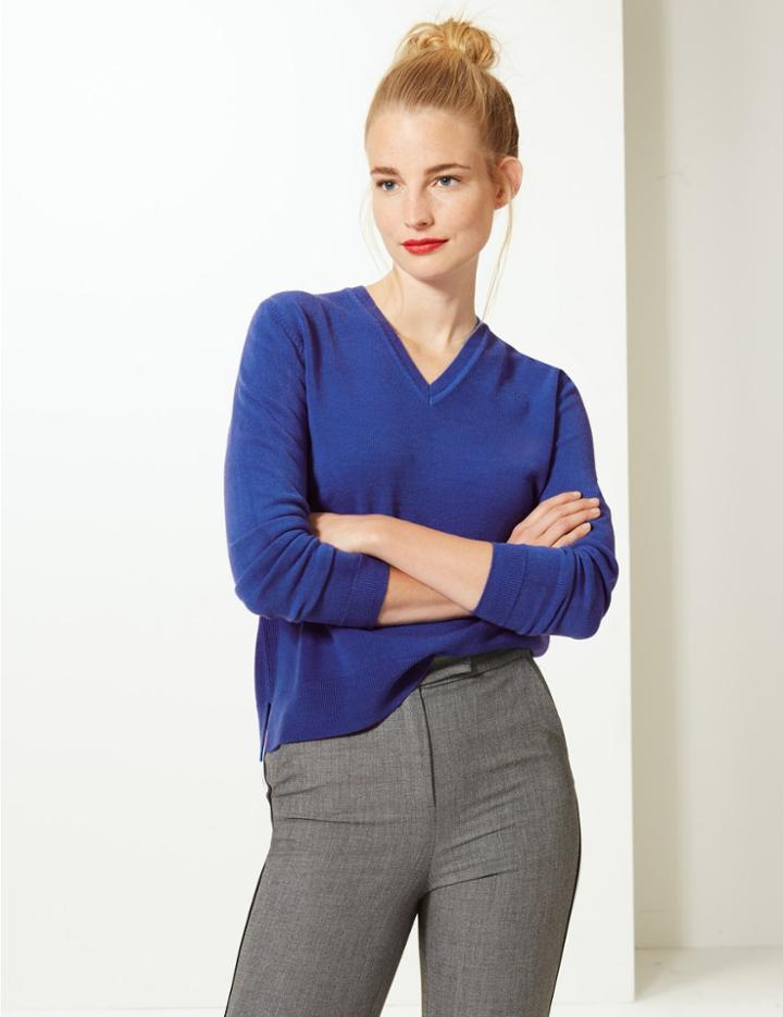 Marks & Spencer Cashmilon&trade; V-neck Jumper Rich Blue