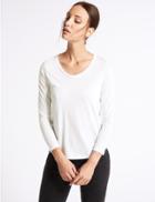 Marks & Spencer Scoop Neck 3/4 Sleeve T-shirt White
