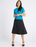 Marks & Spencer Geometric Floral Print A-line Midi Skirt Navy Mix