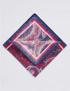 Marks & Spencer Pure Silk Paisley Print Pocket Square Red