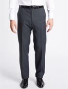 Marks & Spencer Regular Fit Flat Front Trousers Navy Mix