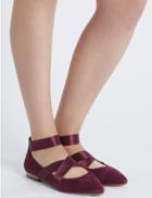 Marks & Spencer Wide Fit Suede Point Pump Shoes Berry