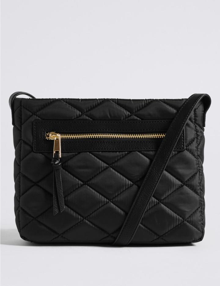 Marks & Spencer Quilted Across Body Bag Black Mix