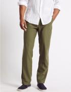 Marks & Spencer Regular Fit Linen Rich Trousers Sage