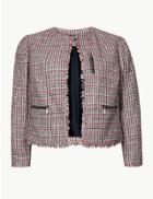 Marks & Spencer Textured Open Front Blazer Red Mix