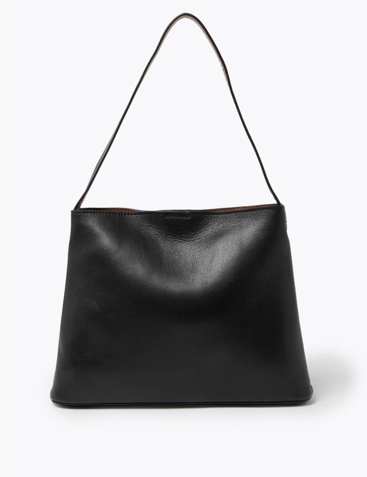Marks & Spencer Leather Trapeze Tote Bag Black
