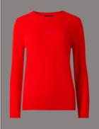 Marks & Spencer Pure Cashmere Ribbed Round Neck Jumper Poppy