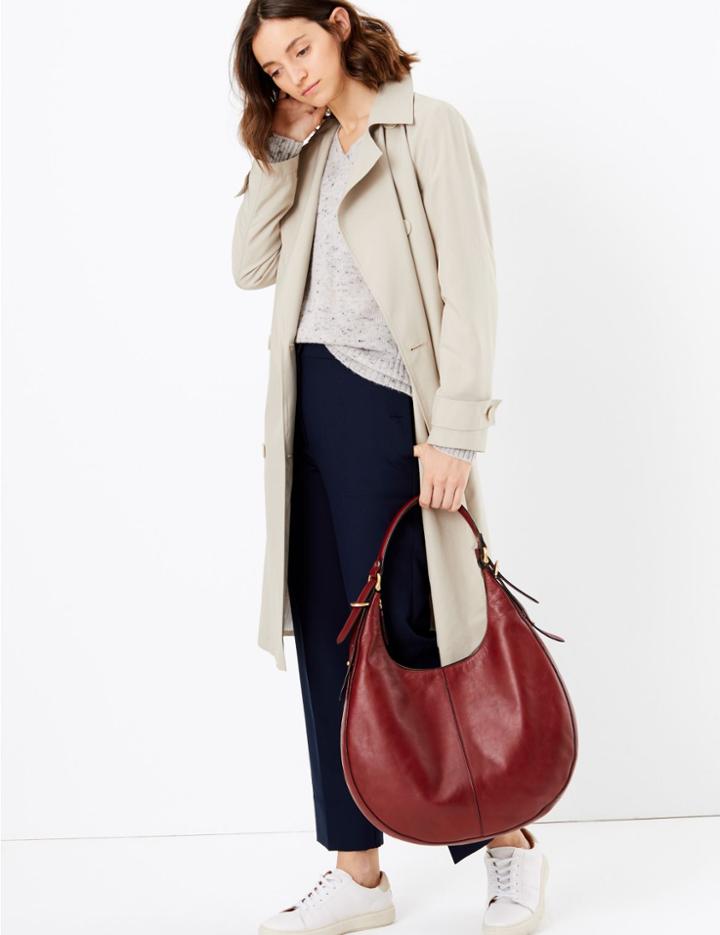 Marks & Spencer Leather Hobo Bag Bordeaux