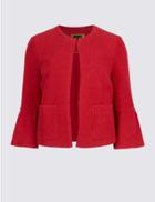 Marks & Spencer Cotton Rich Frill Sleeve Jacket Red