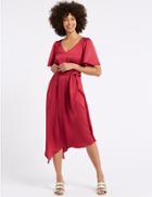 Marks & Spencer Satin Asymmetric Half Sleeve Tea Maxi Dress Pink