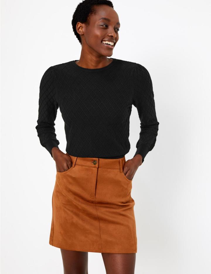 Marks & Spencer Textured Diamond Stitch Jumper Black