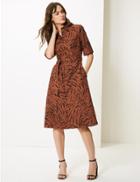 Marks & Spencer Pure Cotton Animal Print Shirt Dress Brown Mix