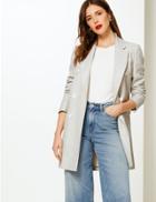 Marks & Spencer Checked Double Breasted Blazer With Linen Pearl