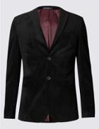 Marks & Spencer Slim Fit Single Breasted 2 Button Velvet Jacket Black