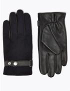Marks & Spencer Leather & Fabric Gloves With Thermowarmth&trade; Navy