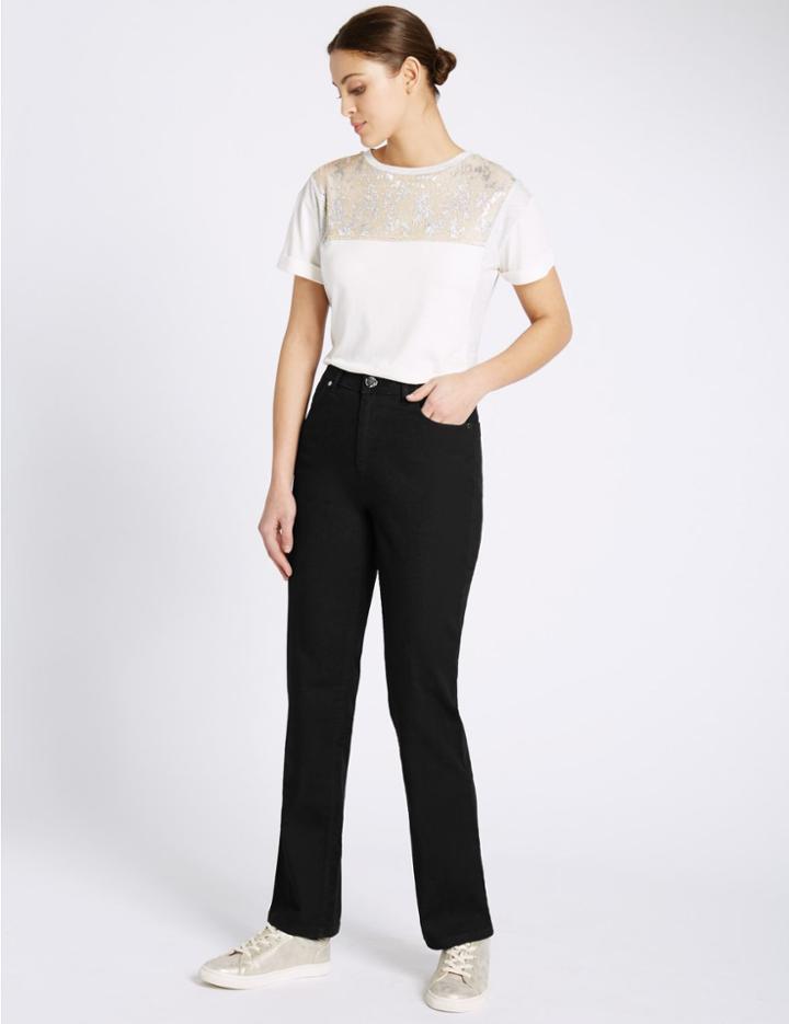 Marks & Spencer Roma Rise Straight Leg Denim Jeans Black