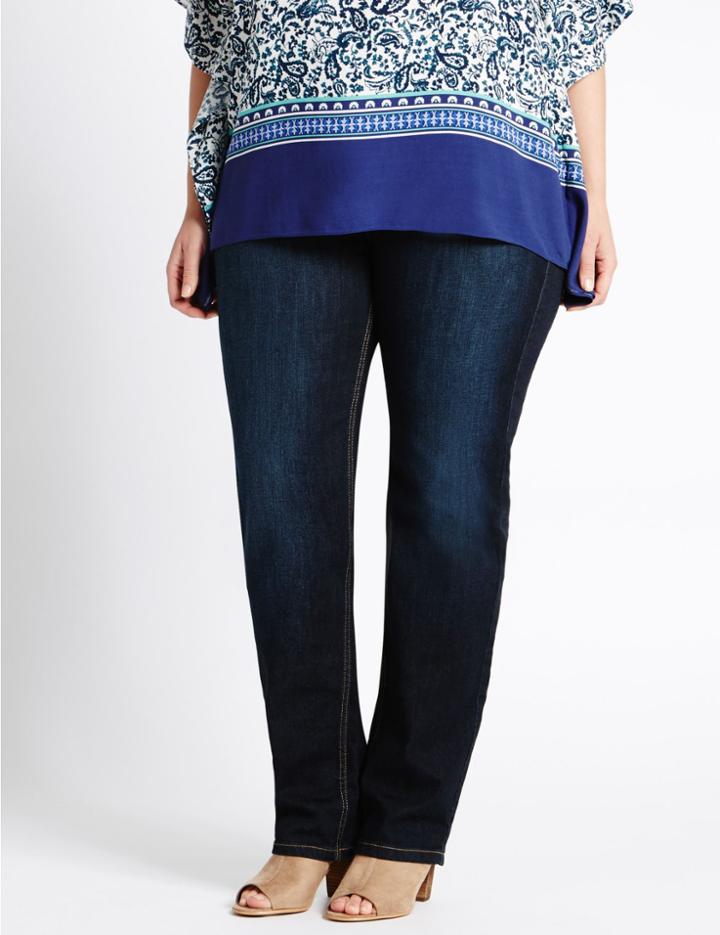 Marks & Spencer Plus Straight Leg Denim Jeans Medium Indigo