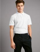 Marks & Spencer Slim Fit Pure Cotton Textured Polo Shirt White