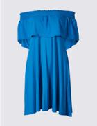 Marks & Spencer Half Sleeve Bardot Dress Bright Blue