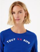 Marks & Spencer Pure Cotton Tout Va Bien Straight Fit T-shirt Blue Mix