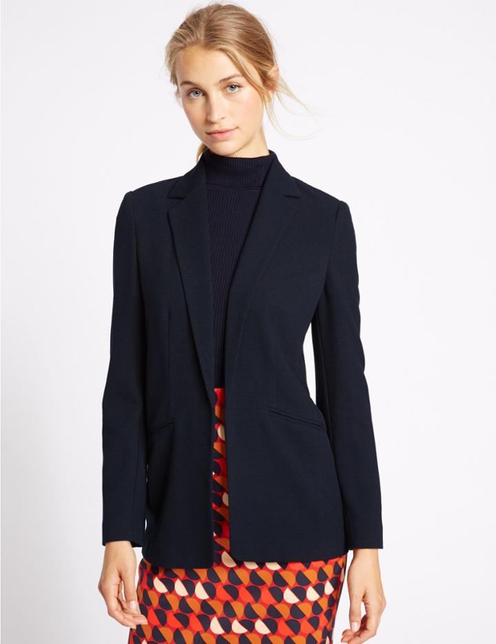 Marks & Spencer Open Front 2 Pocket Jacket Navy